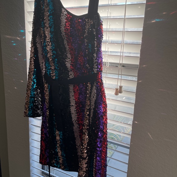 Armani Exchange Sequin sparkling one shoulder dress - Picture 5 of 13
